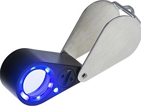 Lupa jubilerska Tryplet x10 21mm składana z LED i UV