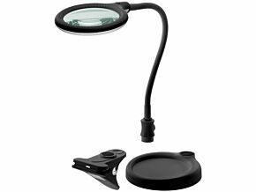 Lupa podświetlana 3 dioptrie fi100mm z klipsem i podstawą czarna Lupa podświetlana 3 dioptrie fi100mm z klipsem i podstawą czarna